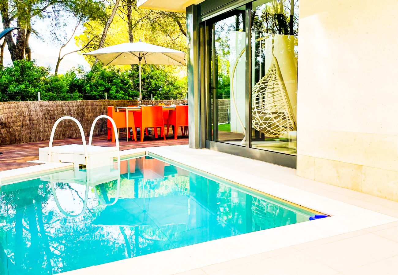 This is the beautiful terrace, where there is a modern pool, which is great for cooling off when it gets too warm.