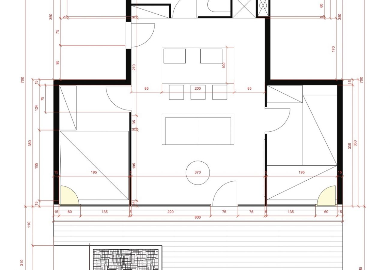 Hier sehen Sie den Grundriss des Ferienhauses, damit Sie sich einen groben Überblick über das Ferienhaus verschaffen können.